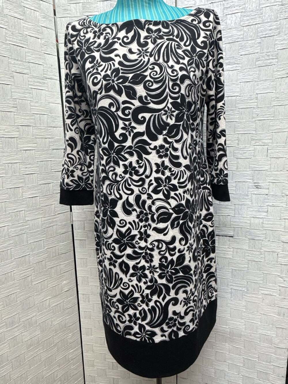 Blu Sage Floral Print Dress Size M Black White
